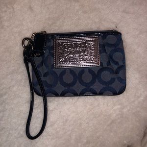 Coach Brand Patterned Wristlet in Navy